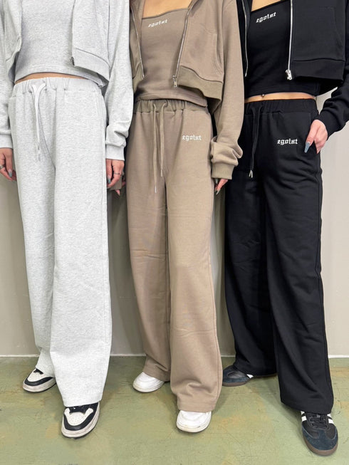 ロゴ刺繍スウェットワイドパンツ